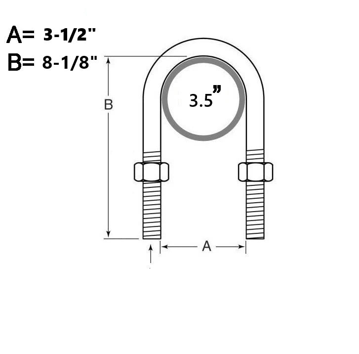 U-Bolt for 3-1/2" Round Trailer Axle - view 2