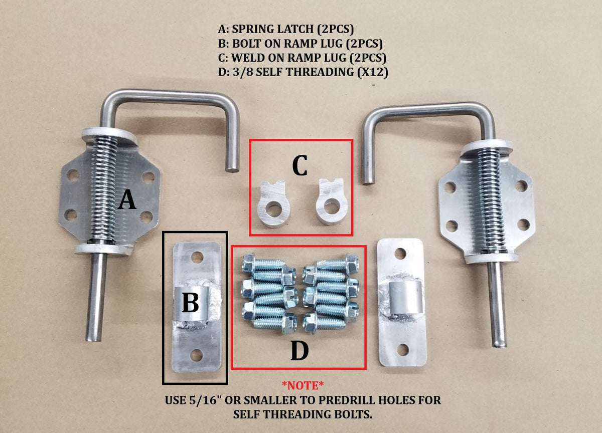 Horse Trailer Ramp Latch Kit - Spring Loaded
