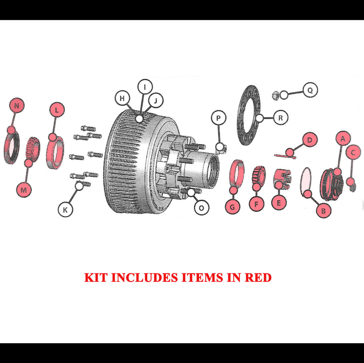 Bearing Kit for 12K lb. Axles with 28682/3984 Bearings, Unitized Oil Seal - view 2