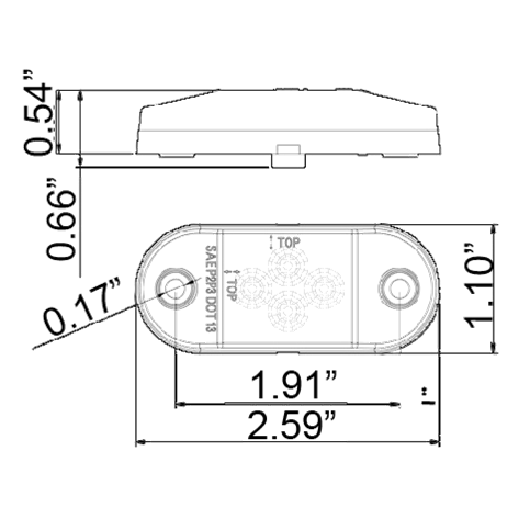 2-1/2" Mini LED Clearance/Marker Light - RED (4 Diodes) - view 3