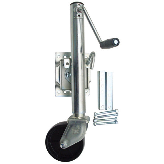 1,200 lb. RAM Bolt-On Swivel Style Side Wind Jack with Snap Ring, 6" Wheel & 10" Lift