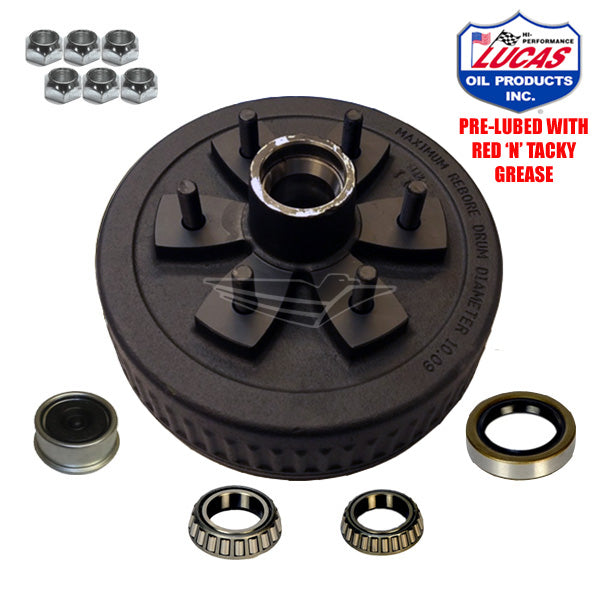 6 on 5.5 Trailer Hub Drum Kit w/12x2 Electric Brakes for 5200-6000 Trailer Axle 6 on 5.5 Trailer Hub Drum Kit w/12x2 Electric Brakes for 5200-6000 Trailer Axle