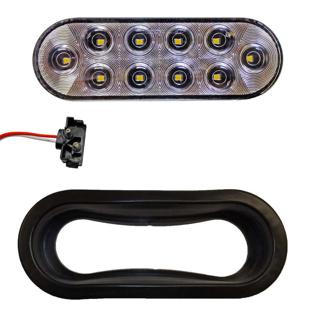 6" Oval LED Clear BackUp Light (10 Diodes) - view 2