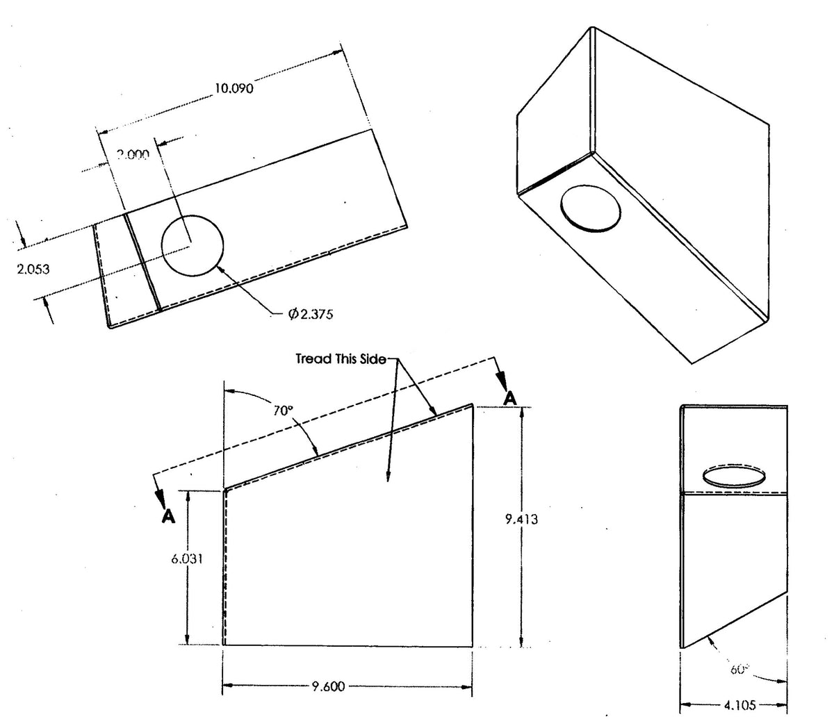 Fender Step, 14 ga. Steel Tread with 2" Clearance Light Hole - Drivers Side Front/Passenger Side Rear - view 3