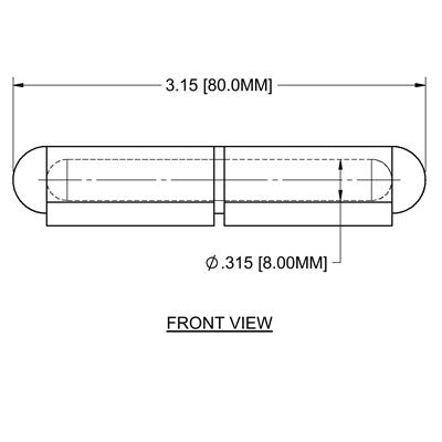 Hinge, 80MM Steel Weld-On with Fixed Brass Pin & Brass Bushing - view 2
