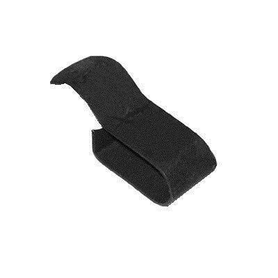 A black enamel spring steel wire clip with a slip-on design for vehicle wire management.