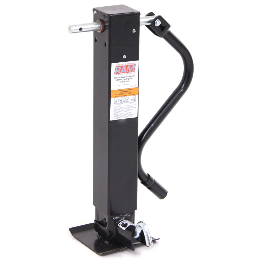 12/10,000 lb. Square Side Wind Jack with Adjustable Spring-Loaded Drop Leg (Front Pull) - Direct Weld