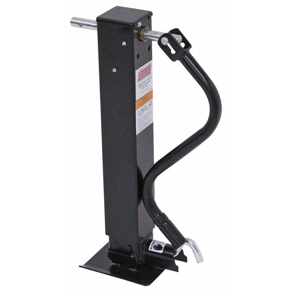12/10,000 lb. Square Side Wind Jack with Adjustable Spring Loaded Drop Leg (Side Pull) - Direct Weld