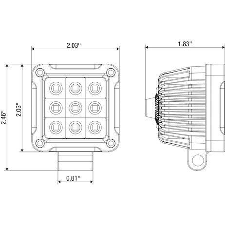 LED Work Light, 2" Square Flood