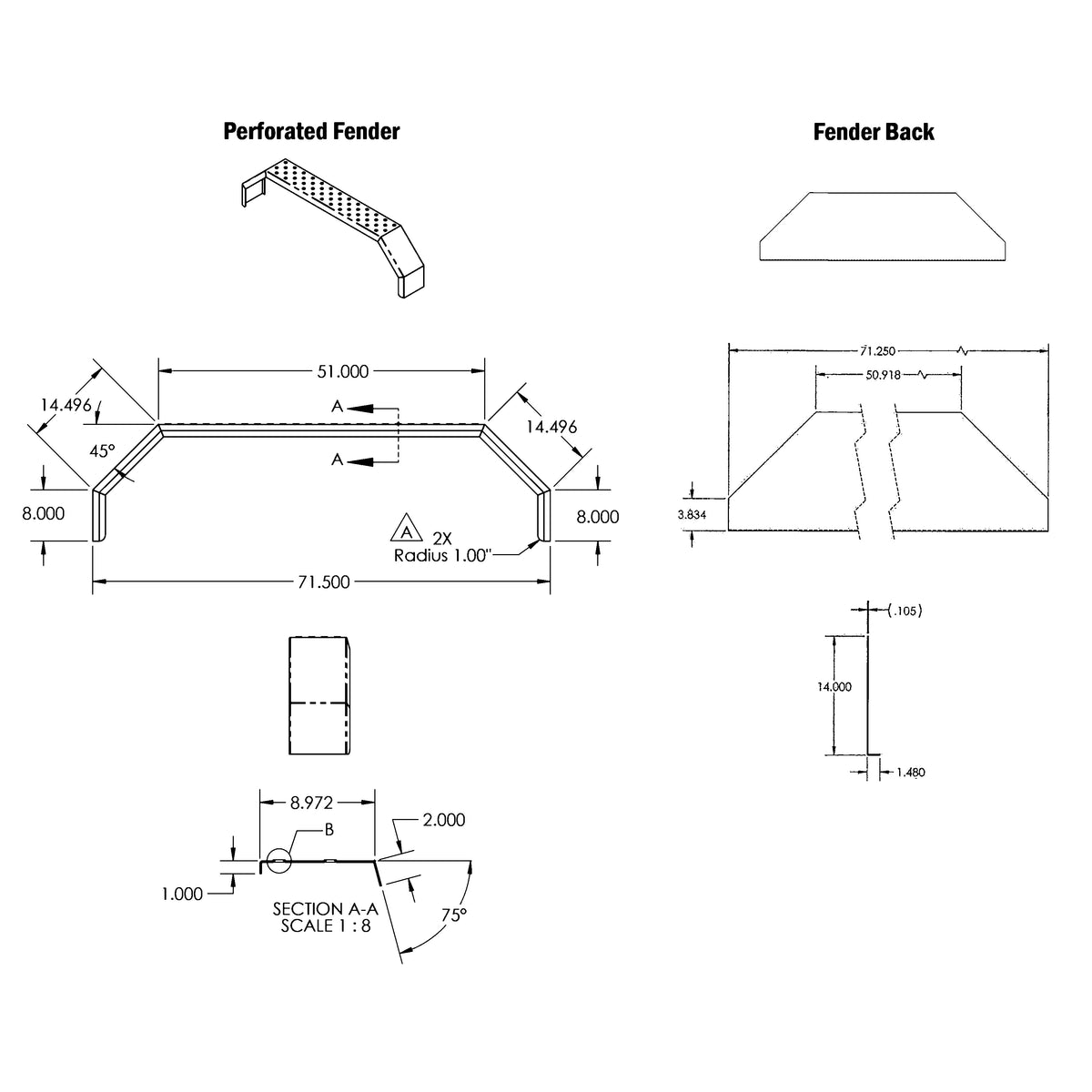 Fender - 9" x 72" Tandem Axle, Steel (Tilt Trailers, Low Deck) - view 5