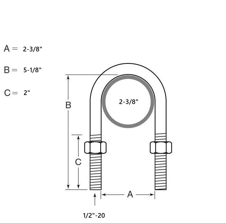 U-Bolt for 2-3/8" Round Trailer Axle - Upgraded - view 2