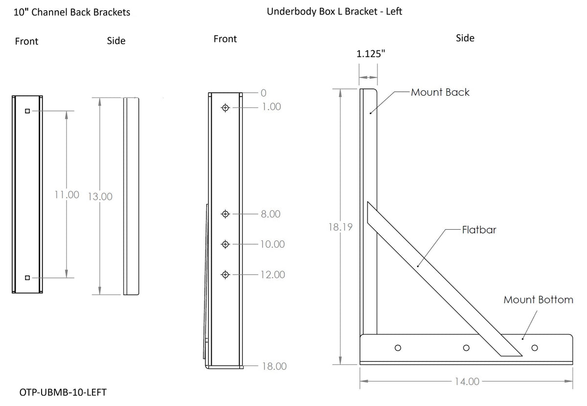 Underbody Box Mounting Brackets - 10" I-beam Frame