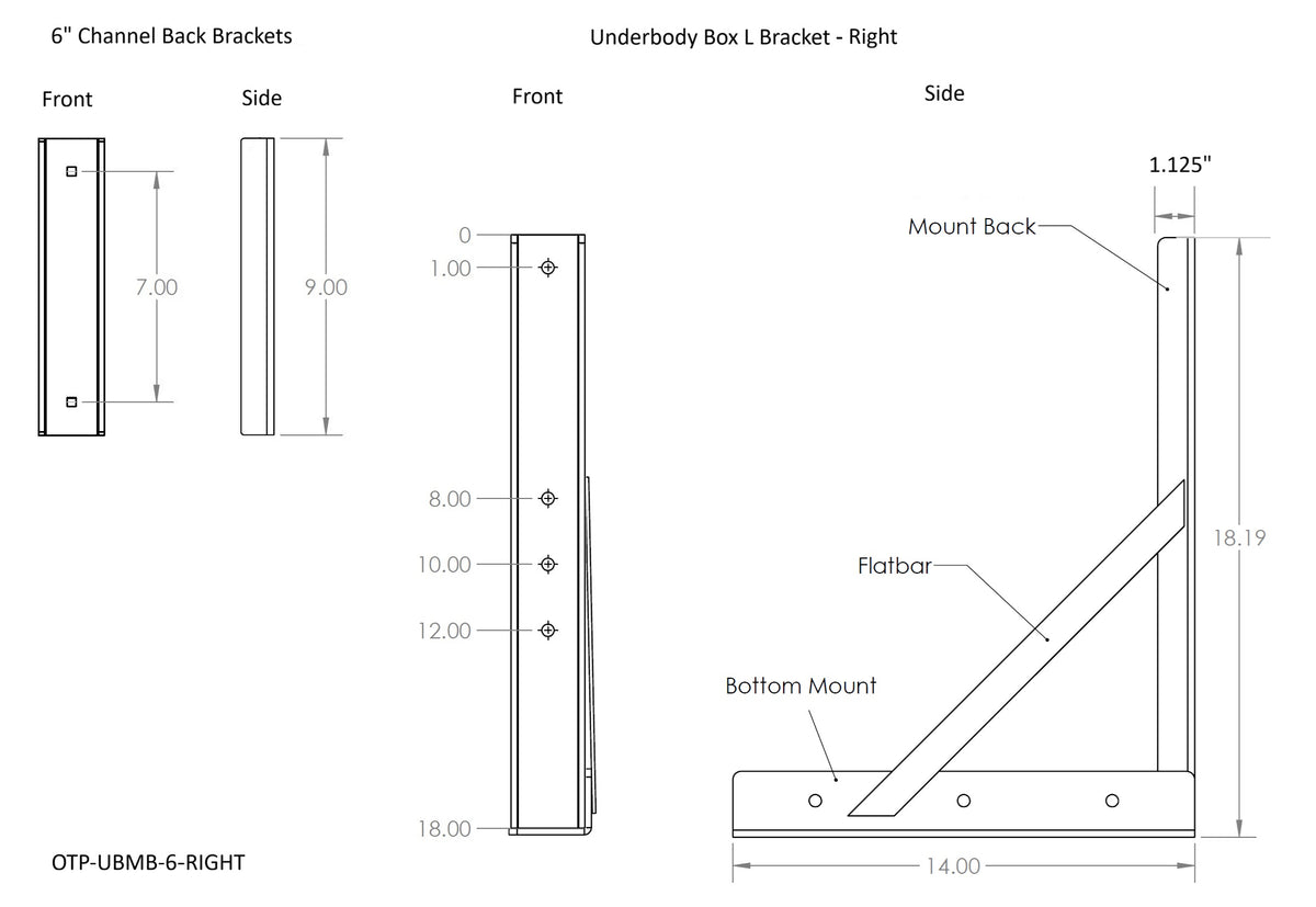 Underbody Box Mounting Brackets - 6" Channel Frame
