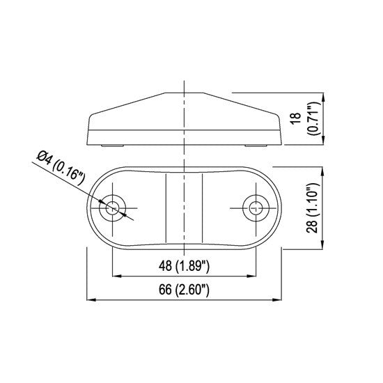 2-1/2" Oval LED Clearance/Marker Light - CLEAR/AMBER (2 Diodes) - view 2