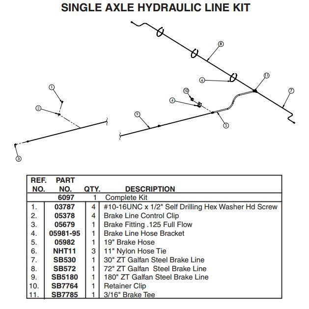Hydraulic Brake Line Kit for Spring Single Axle Trailers - Drum Brakes - view 3