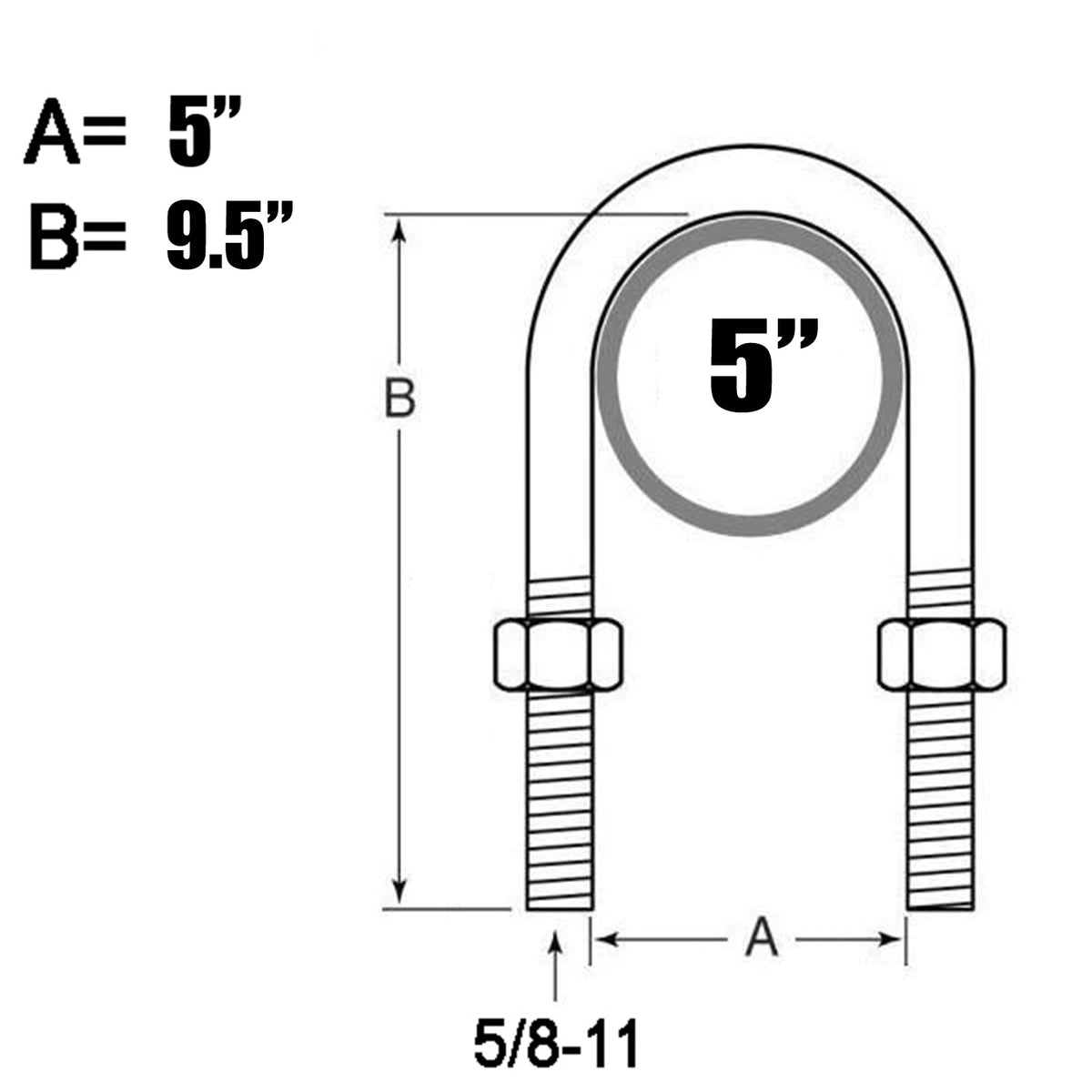 U-Bolt for 5" Round Trailer Axle (ALKO) - view 2