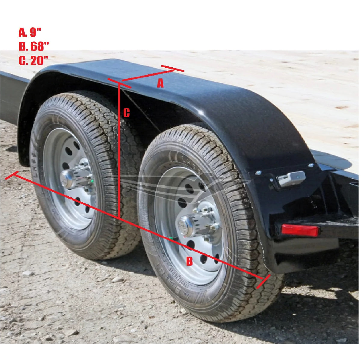 Fender - 9" x 68" Tandem Axle, Steel (Fender and Sidestep Options) - view 3