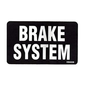 Decal, "BRAKE SYSTEM."
