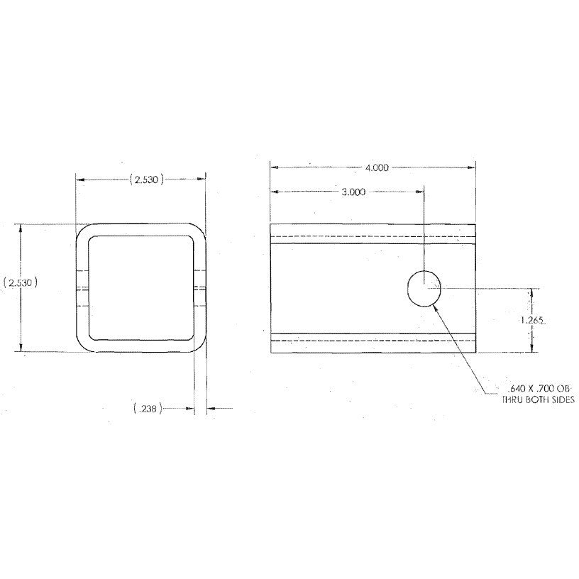 Stabilizer Leg Receiver Tube - 4" - view 2