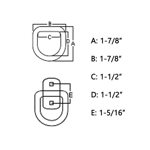 D-Ring, 3/16" Diameter with Bolt on Bracket - view 3