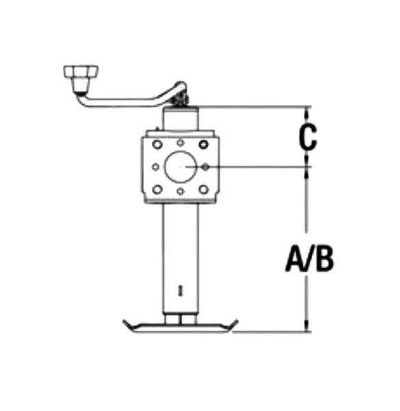 2,000 lb. RAM Top Wind Snap Ring Swivel Style Jack - 10" Lift (Weld-On) - view 2