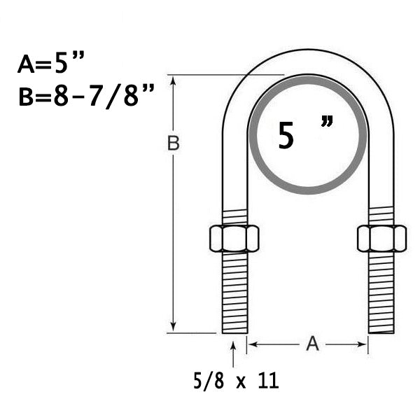 U-Bolt for 5" Round Trailer Axle - view 2