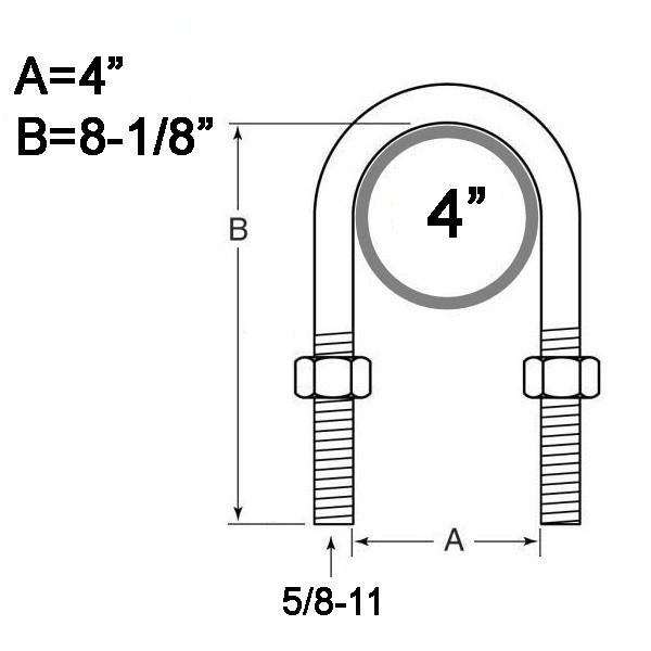 U-Bolt for 4" Round Trailer Axle - view 2